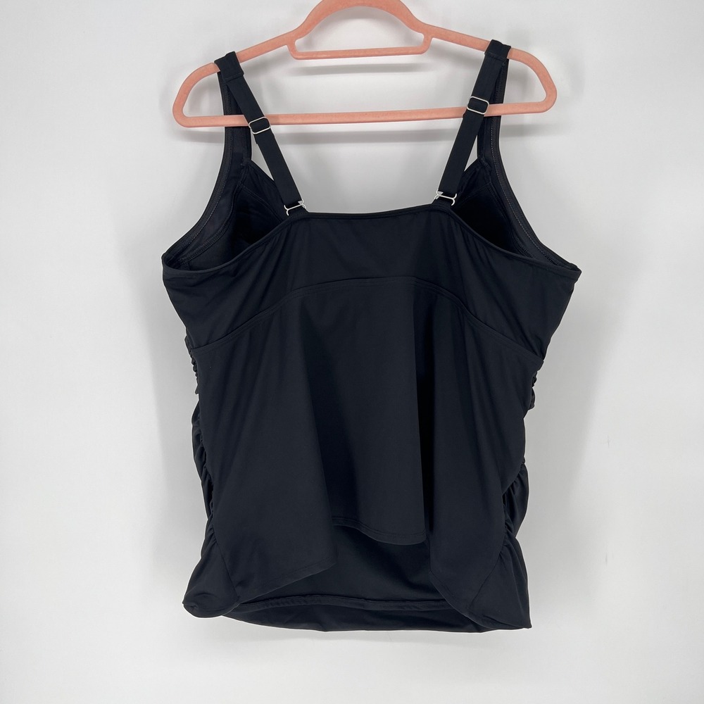 Lands' End Womens Black Wrap Underwire Ruched Adjustable Tankini Top 22W 522739 - Picture 6 of 10